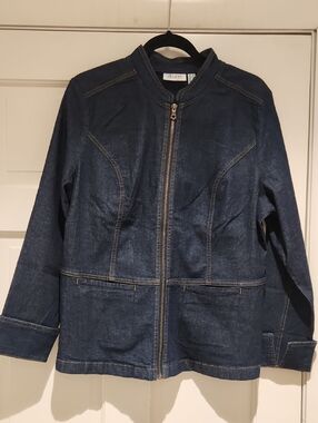 Denim & Co. Dark Blue Denim Zip-Front Jacket NWOT Women's US M
